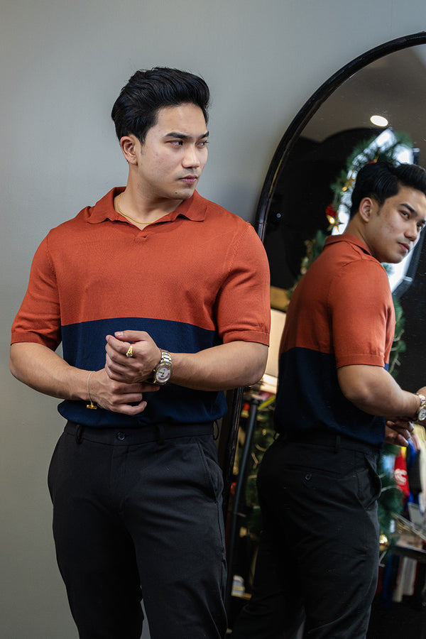 Textured short sleeve polo shirt